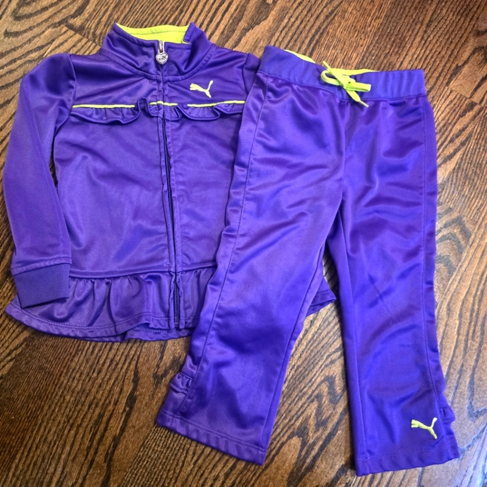 PUMA 12mo. Girls Purple and Lime Tracksuit